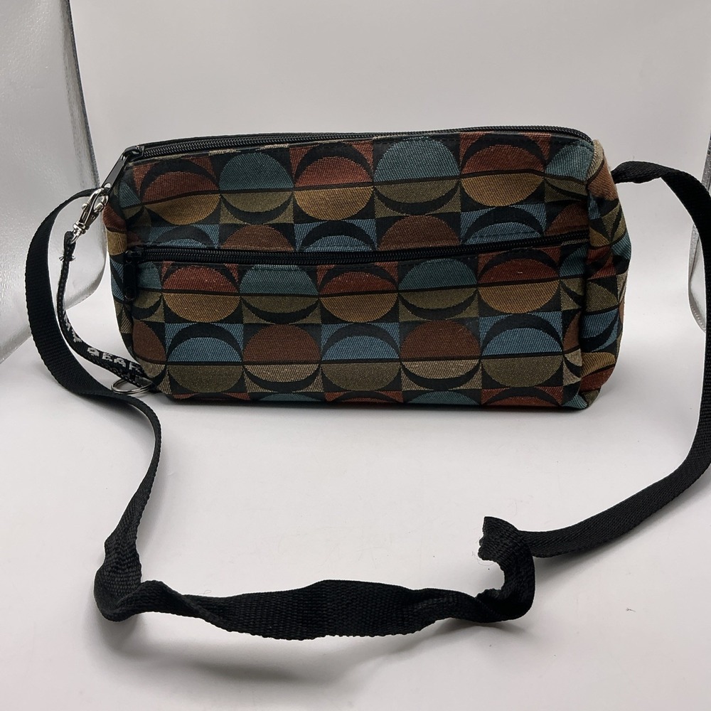 Y2K Geometric Canvas Shoulder Bag Brown Blue Black Retro Crossbody Purse 12"